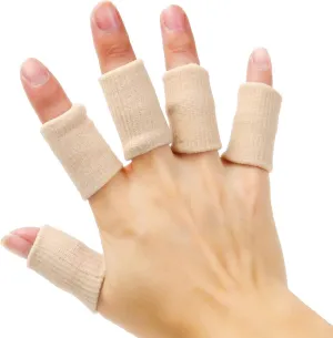 20 Pieces Finger Protector Sleeves Elastic Thumb Compression Sleeve Finger Splint Wrap Brace for Arthritis Pain Relief, Trigger Finger, Sports (Beige)