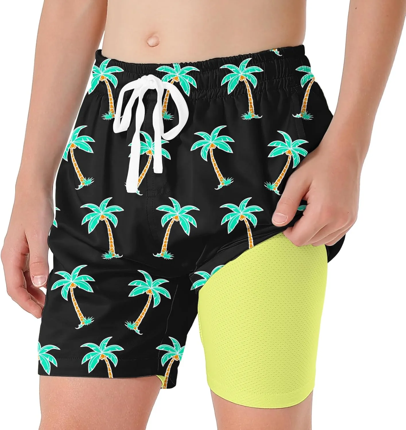 6-20T Boys Swimming Trunks 2 in 1 Bathing Suit Quick Dry Board Shorts