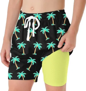 6-20T Boys Swimming Trunks 2 in 1 Bathing Suit Quick Dry Board Shorts