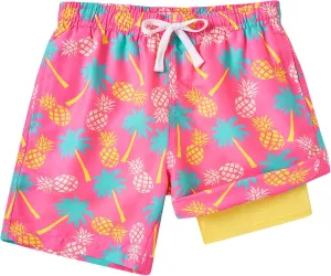 ALISISTER Boys Swim Trunks Compression Liner Swim Shorts Bathing Suit with Boxer Brief Quick Dry Swimwear 7-20T