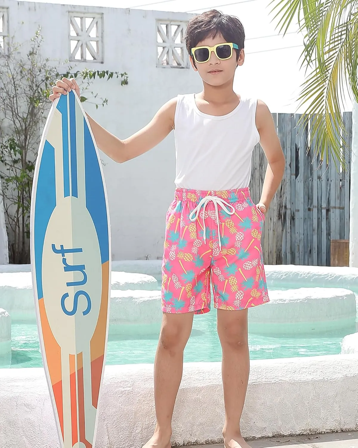 ALISISTER Boys Swim Trunks Compression Liner Swim Shorts Bathing Suit with Boxer Brief Quick Dry Swimwear 7-20T