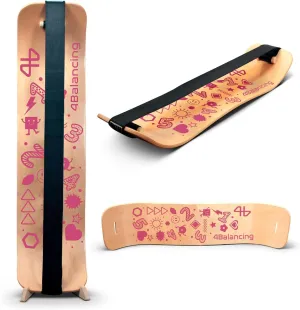 Balance Board for Kids - Slackline Wooden Wobble Board - Slackboard Balance Trainer for Coordination - Training for Skateboard, Snowboard, Football, Soccer, Baseball, Basketball - Playtime