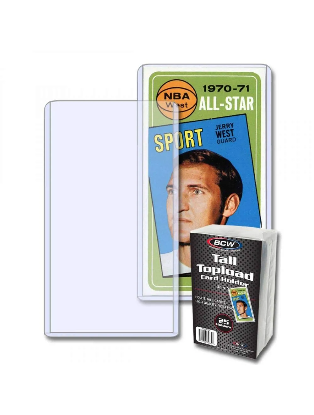 BCW Tall Card Topload Holders - 25 Pack | Protective Case for Collectible Sports Trading Cards | Clear Rigid Plastic Toploader Card Protectors | Fits Basketball, Football, Widevision Cards