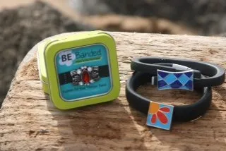 BE Banded Fitness Tracker Jewelry Shape Up for Fit Bit, Jawbone, Up24 and Other Activity trackers with Keepsake Tin Light Blue and Dark Blue