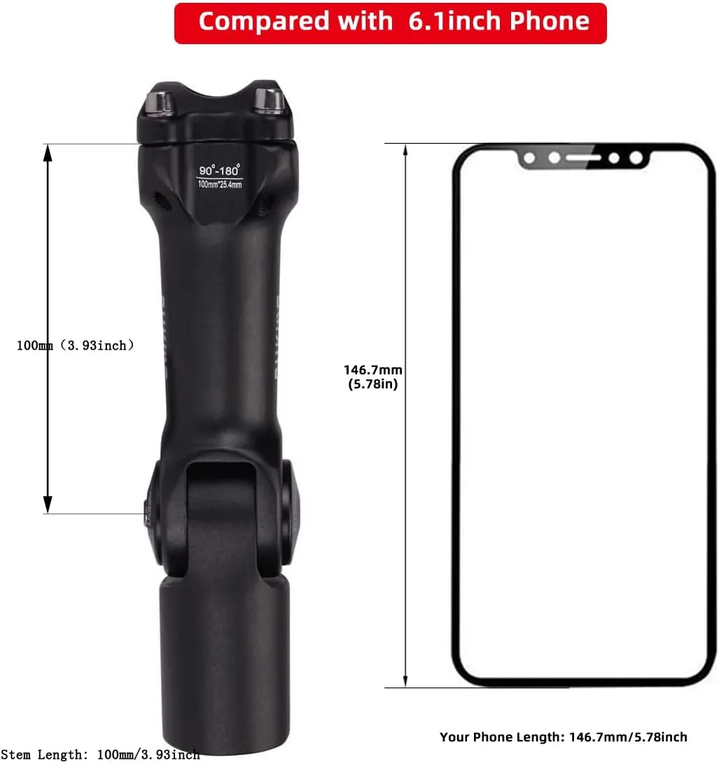 BESNIN Adjustable Bike Stem 0-90 Degree 31.8mm or 25.4mm60mm or 90mm or 93mm or 100mm, Adjustable MTB Stem Black or Red Mountain Bike Handlebar Stem for Bicycle, Road Bike, MTB