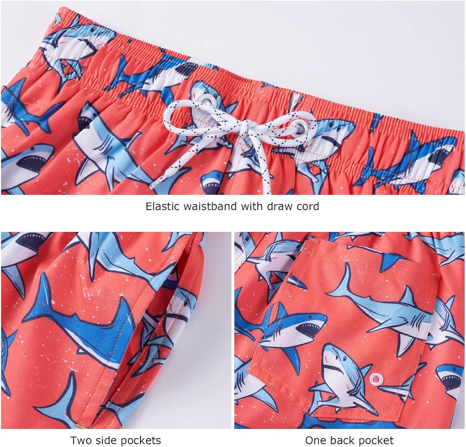 Boys Swim Trunks UPF 50  Quick Dry Toddler Beach Board Shorts Kids Bathing Suit Youth Swimwear with Mesh Lining