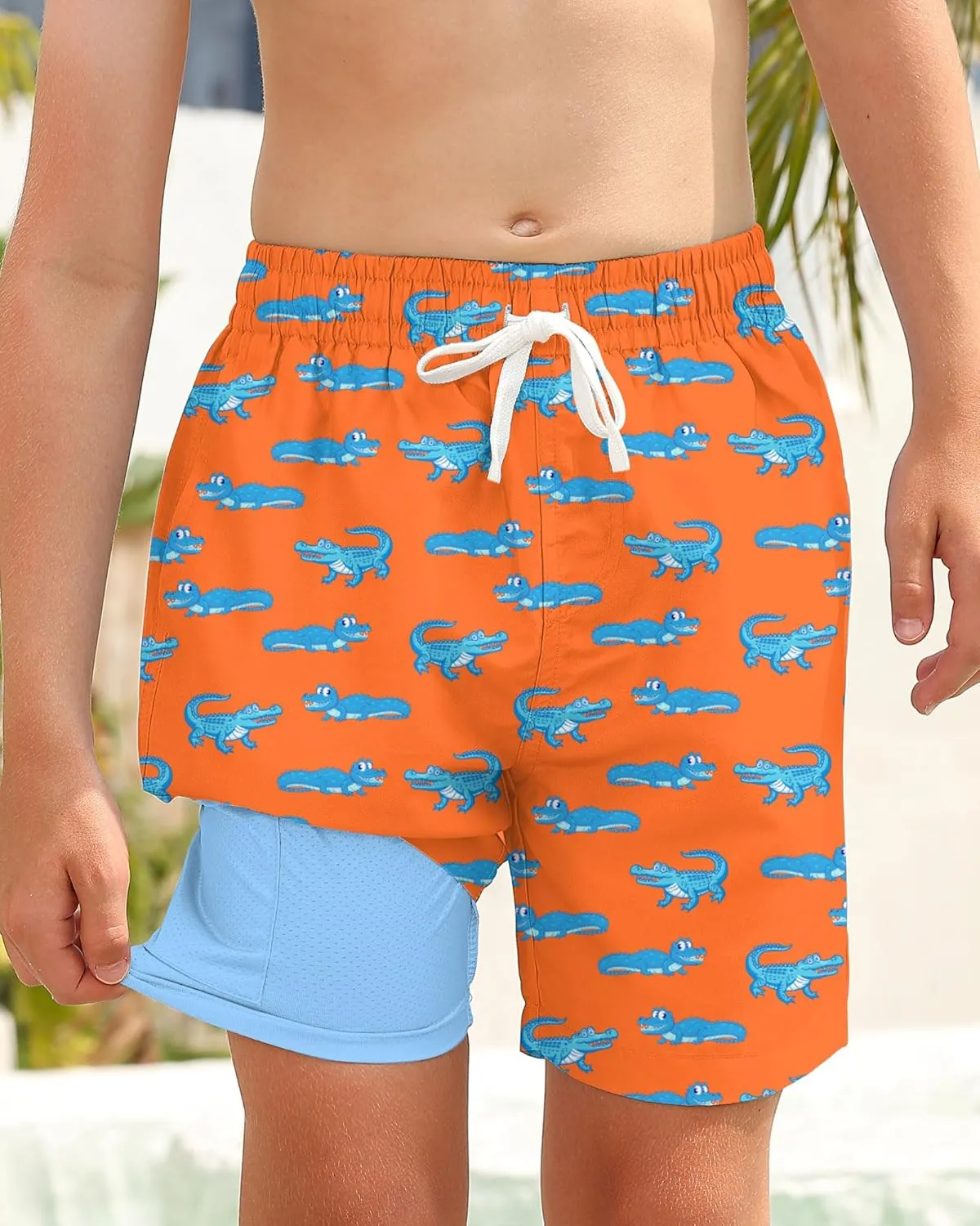 Boys Swim Trunks with Compression Liner Toddler Boys Swim Shorts Boxer Brief Board Shorts Swimming Set 5-18T