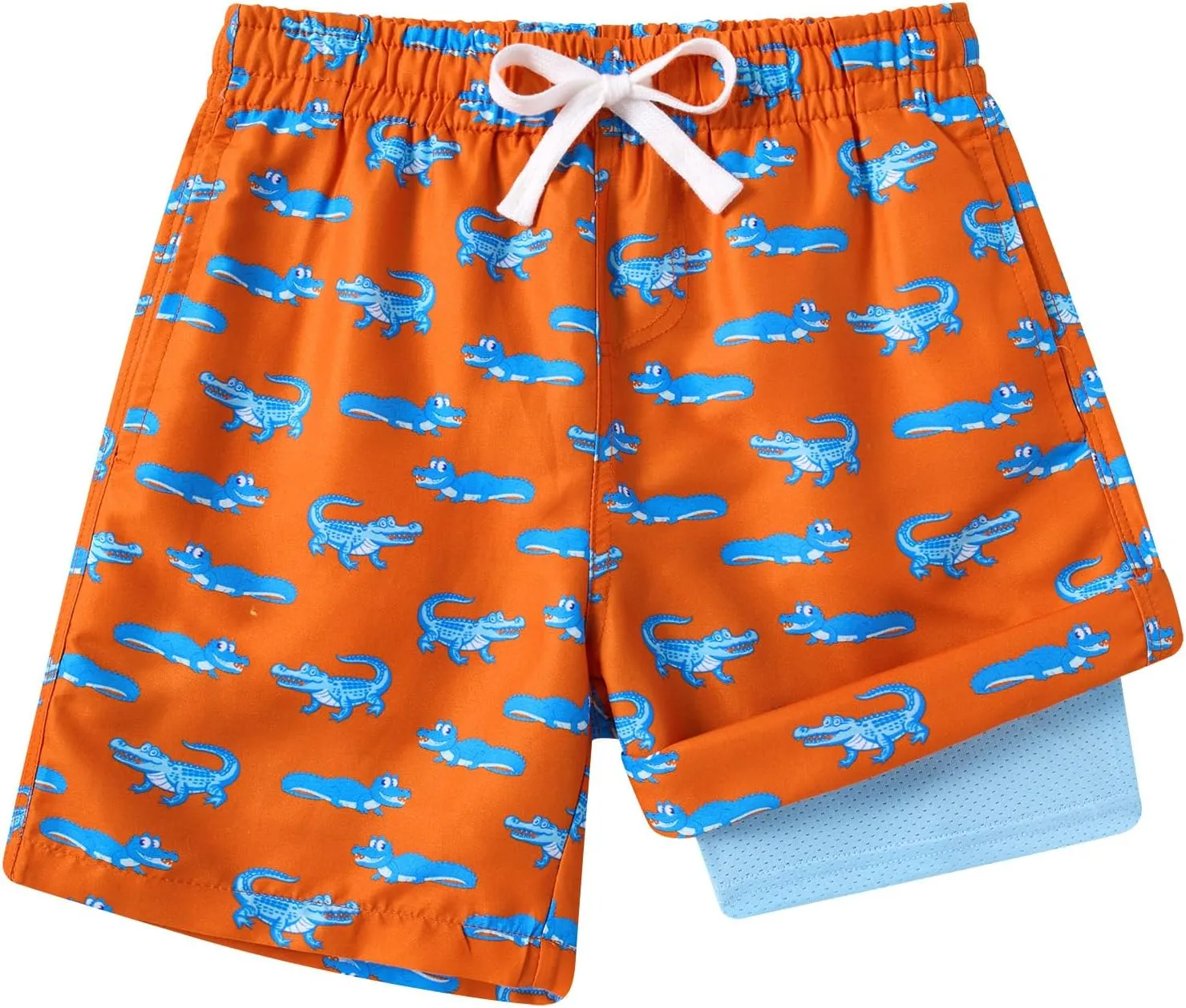 Boys Swim Trunks with Compression Liner Toddler Boys Swim Shorts Boxer Brief Board Shorts Swimming Set 5-18T