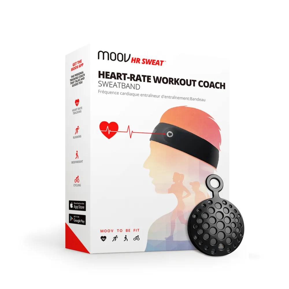 [CLEARANCE] Moov HR Sweat Heart-Rate Workout Coach Sweatband Bluetooth with Water Resistant, Sweatproof, Quick-drying, Calorie Counting, Remote App Control, and Real-Time Coaching for Athletic Training and Exercise