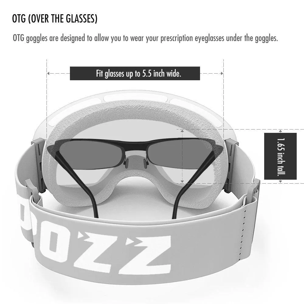 COPOZZ Ski Goggles, G1 Mens Womens Ski Snowboard Snowboarding Goggles - Over Glasses Double-Layer Lens Anti Fog Frameless,Cool REVO Mirror White Blue for Men Women Youth Snowmobile Skiing