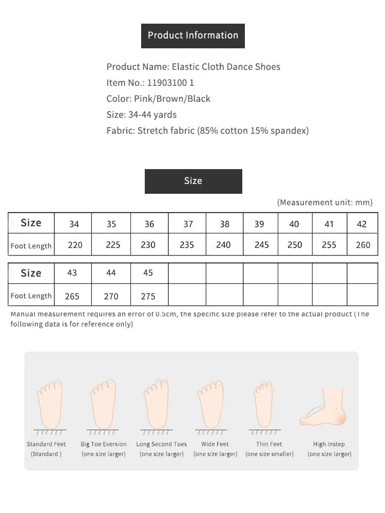 Elastic Cloth Ballet Dance Shoes Soft Sole Training Shoes