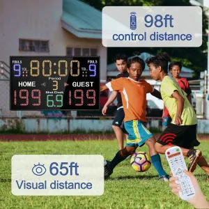 Electronic Basketball Scoreboard with Buzzer, Digital Scoreboard with Remote,Portable Score Keeper Battery Powered High-Bright Score Board for Sports Games