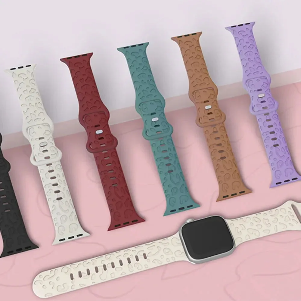 Engraved Cheetah Sports Loop Correa Strap Apple Watch Bands