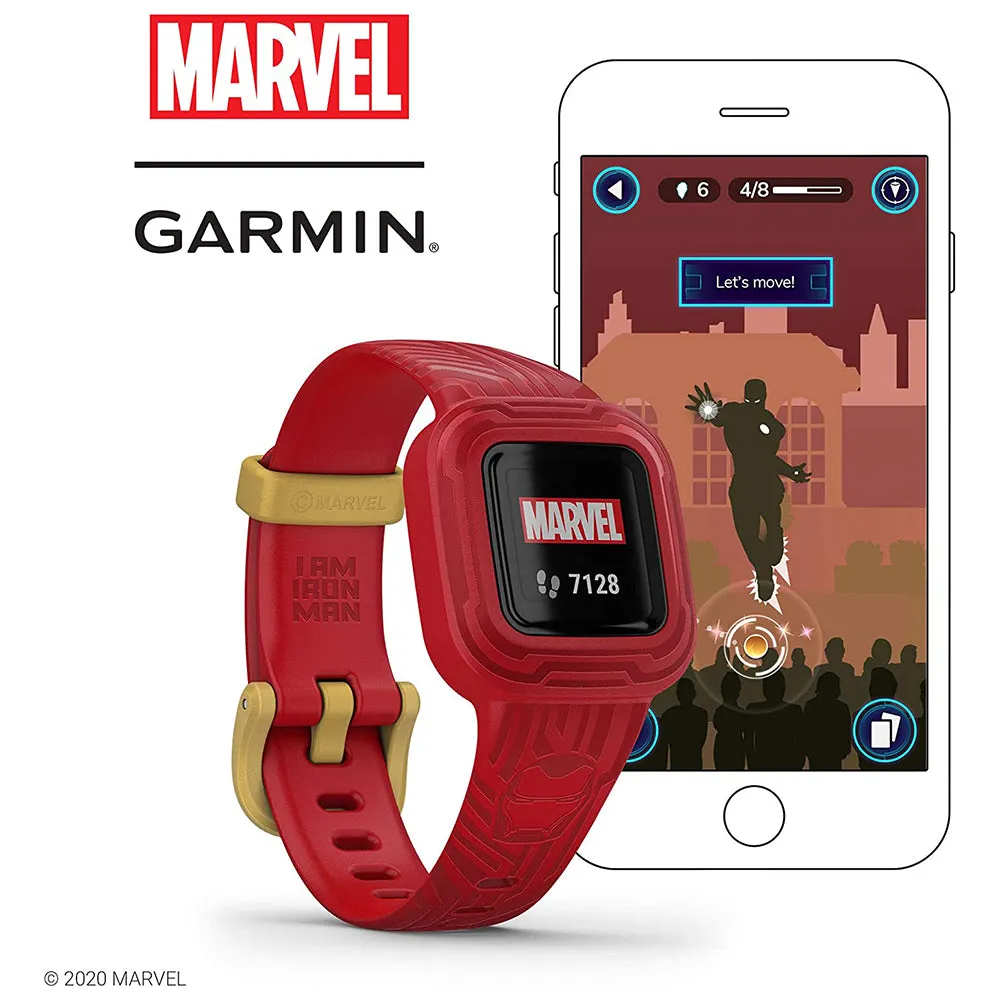 Garmin vivofit jr. 3 Marvel Iron Man Swim-Friendly Activity Unlocks Adventure Kids Fitness Tracker - 010-02441-31