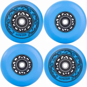 Inline Skate Wheels Outdoor Asphalt Formula Aggressive Roller Blades Wheels 90a Roller Hockey Replacement Wheels with Bearings ABEC-9 and Floating Spacers, 4-Pack