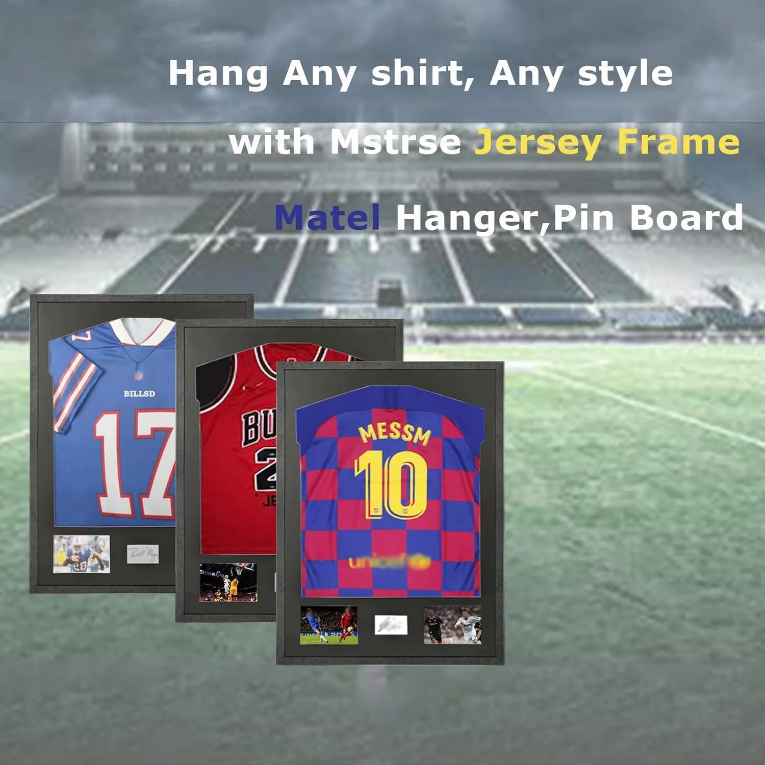 Jersey Frame Display Case 2 Pack, Jersey Shadow Box,Jersey Frame with Tempered Glass,Mat and Hanger for Baseball Basketball Football Soccer Sport Shirt,Black