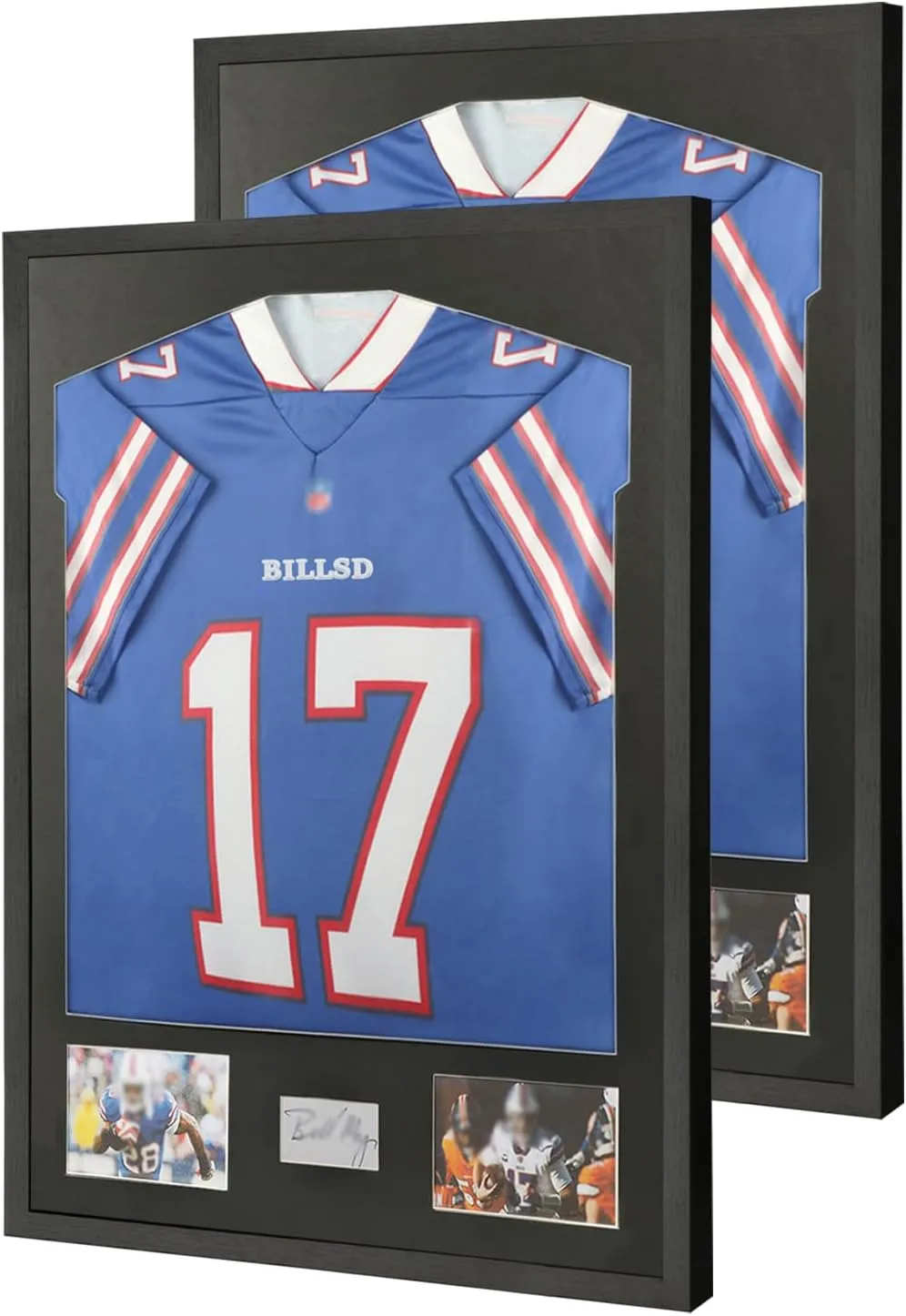 Jersey Frame Display Case 2 Pack, Jersey Shadow Box,Jersey Frame with Tempered Glass,Mat and Hanger for Baseball Basketball Football Soccer Sport Shirt,Black