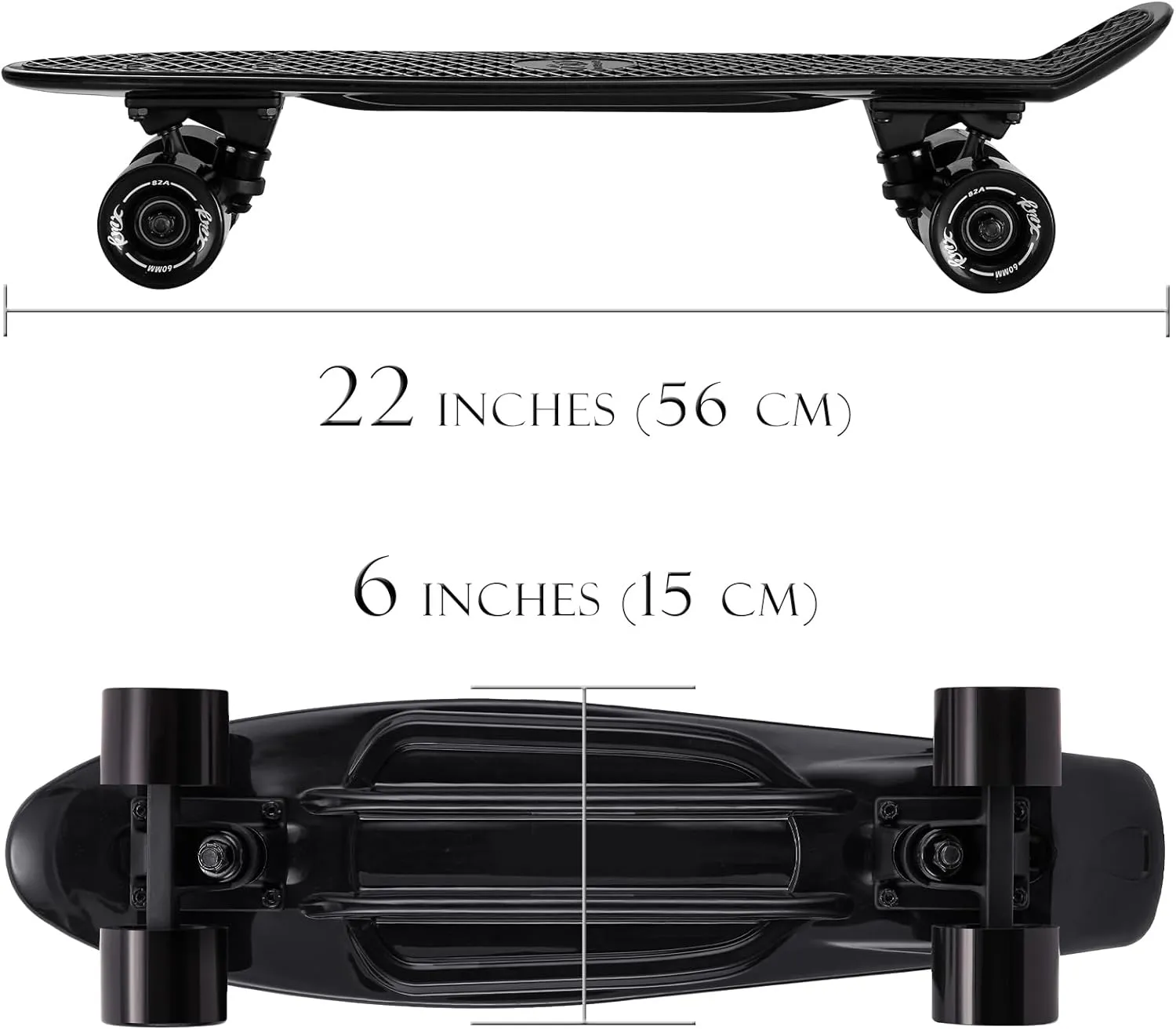 KMX Skateboard 22 and 27 Inch, Classic Cruiser Skateboard for Boys, Girls, Kids, Students, Adults, Teens, Mini Cruiser Board for Beginners and Advanced Skaters.
