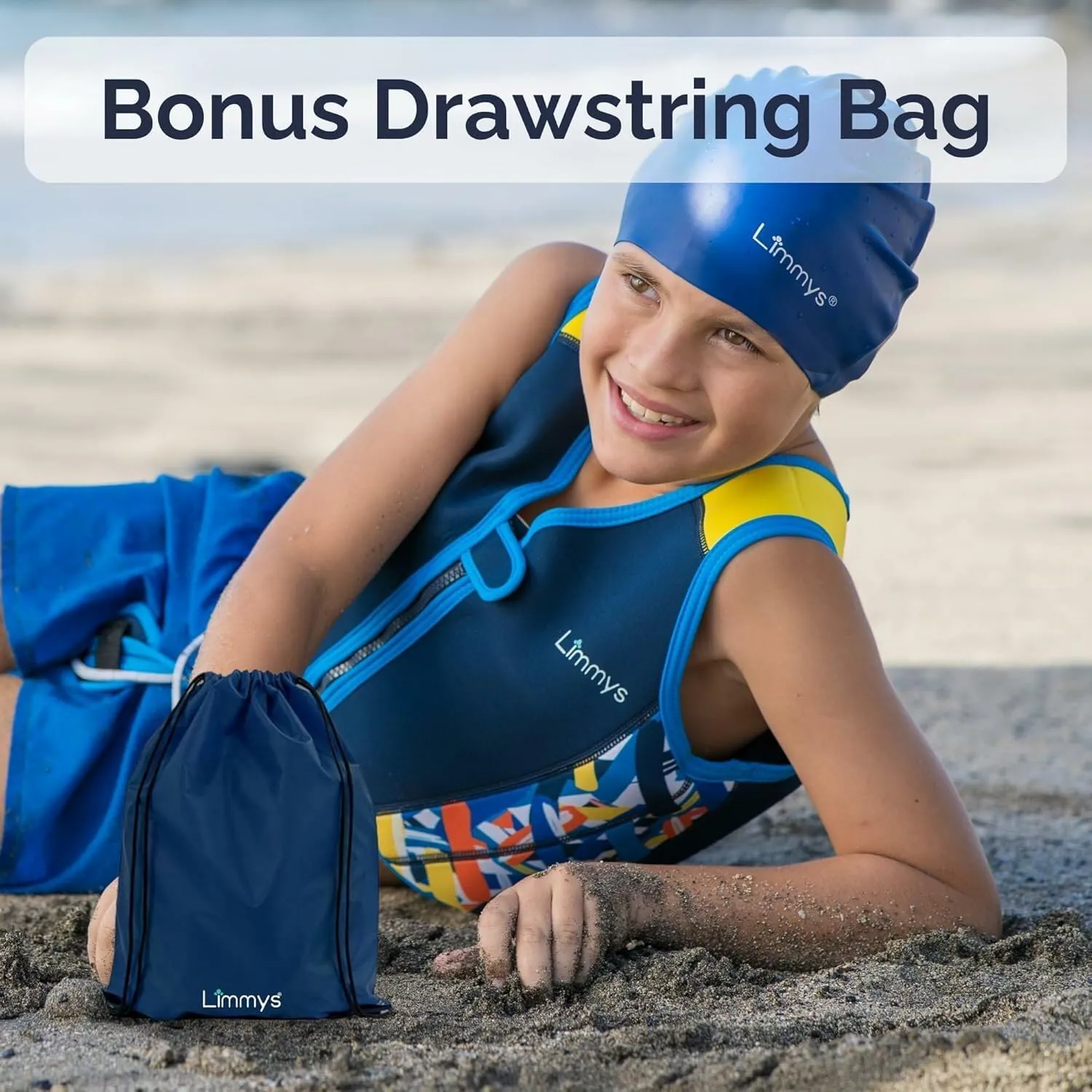 Limmys Premium Kids Swim Vest - Toddler Swim Jacket and Buoyancy Swimming Aid - Modern Design Swimming Vest for Boys, Girls and Babies - Drawstring Bag Included