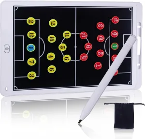 Magnetic Electronic Soccer Coaching Board, 16 inch LCD Soccer Coaching Board,LCD Soccer Strategy Board with Stylus Pen,Soccer Board Tactic Board, Training Equipment,White
