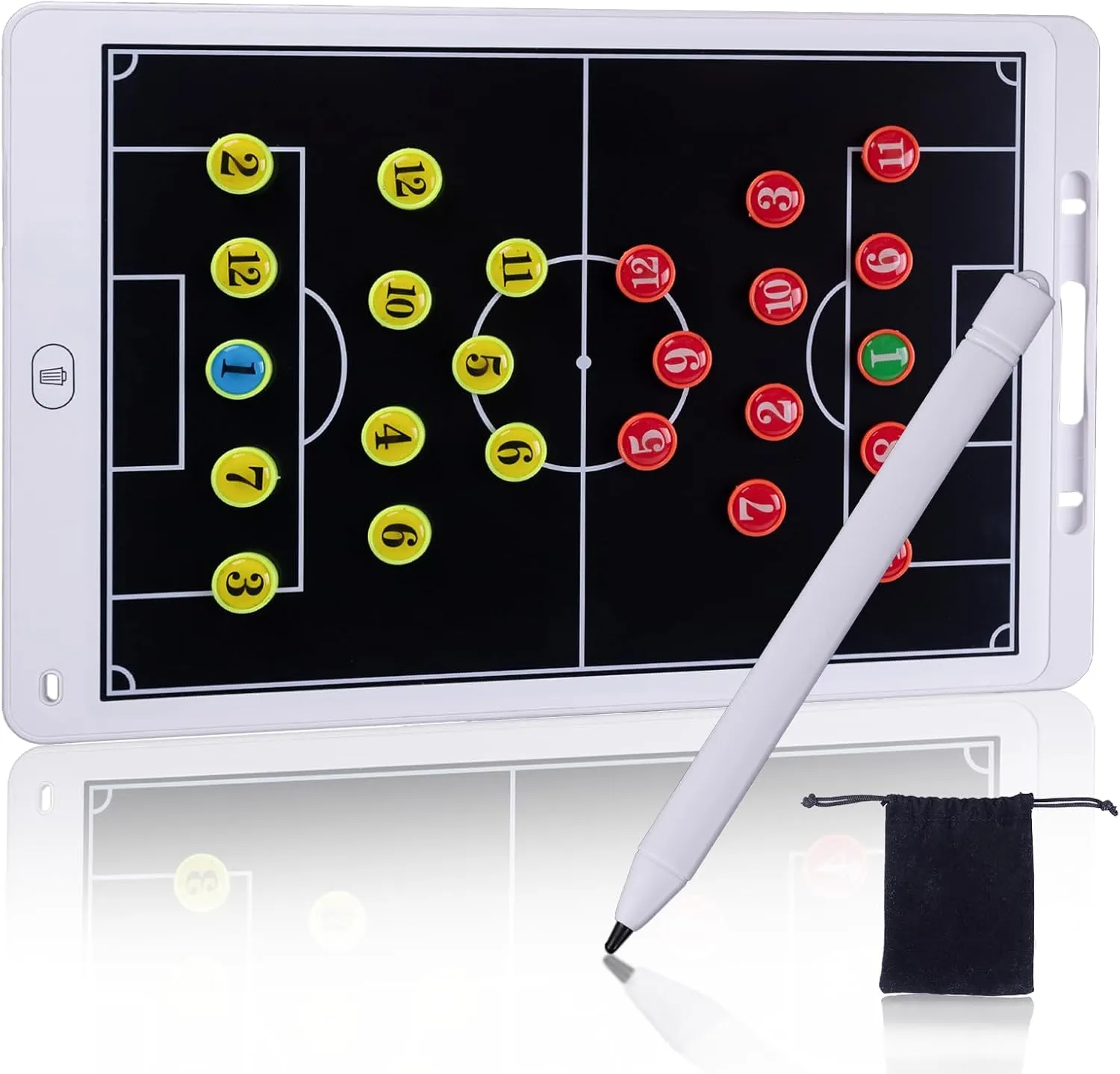 Magnetic Electronic Soccer Coaching Board, 16 inch LCD Soccer Coaching Board,LCD Soccer Strategy Board with Stylus Pen,Soccer Board Tactic Board, Training Equipment,White