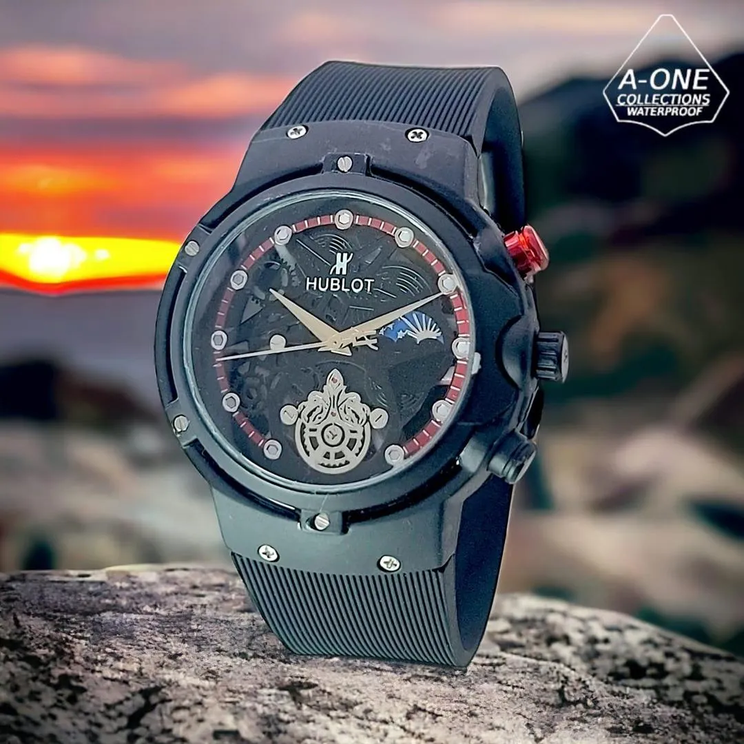 Men's Water Resistant Analogue Watch - Multicolor Silicone Strap
