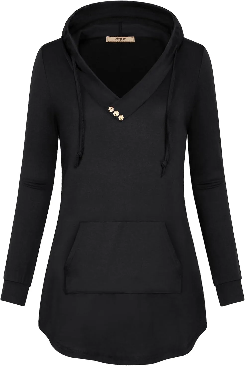 Miusey Womens Hooded Shirts Long Sleeve V Neck Tunic Hoodie Lightweight Sweatshirts with Kangaroo Pocket