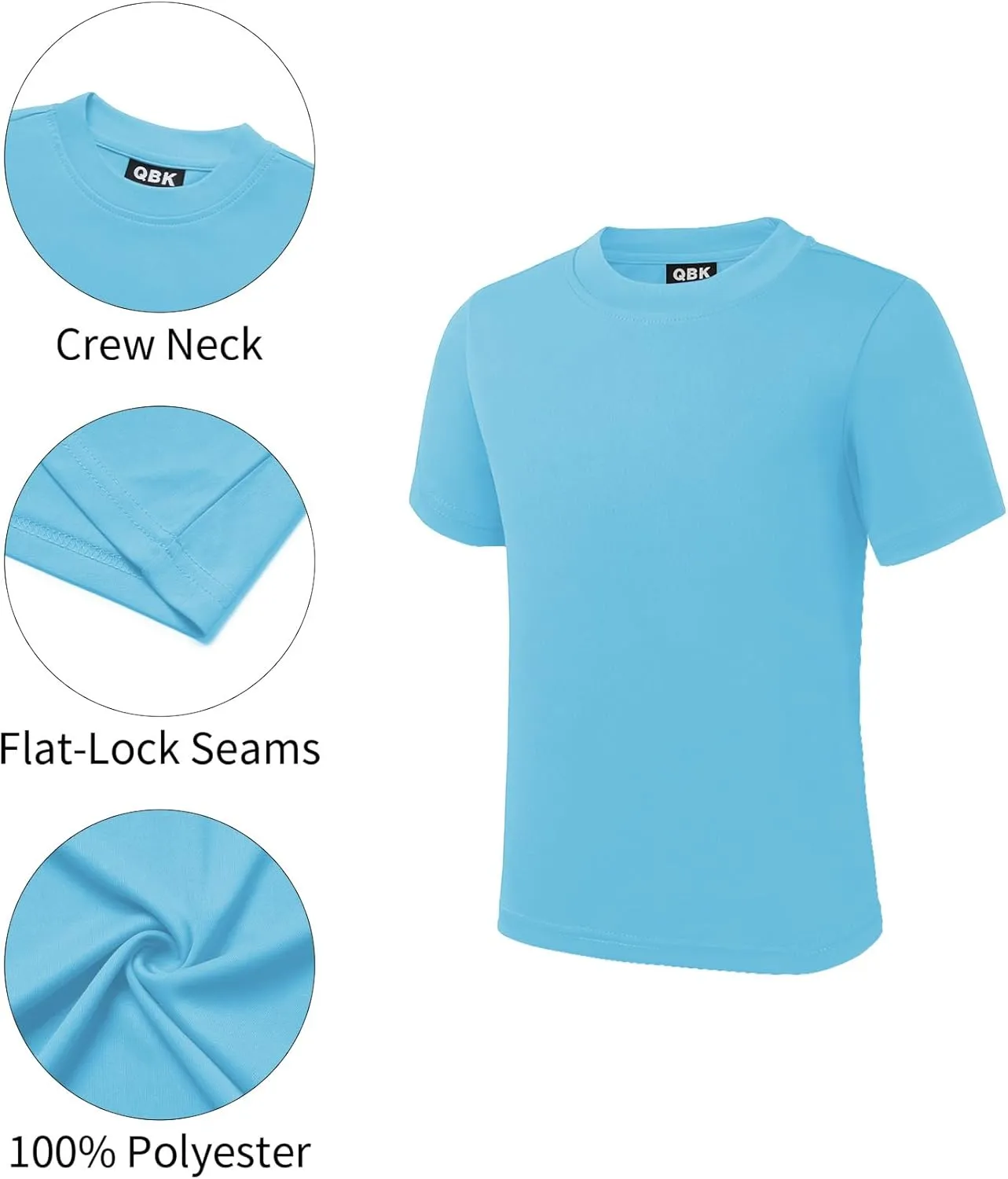 QBK 2T to Youth Neon Shirt Kids UPF 50  Dry Fit Athletic Short Sleeve T Shirts for Boys and Girls