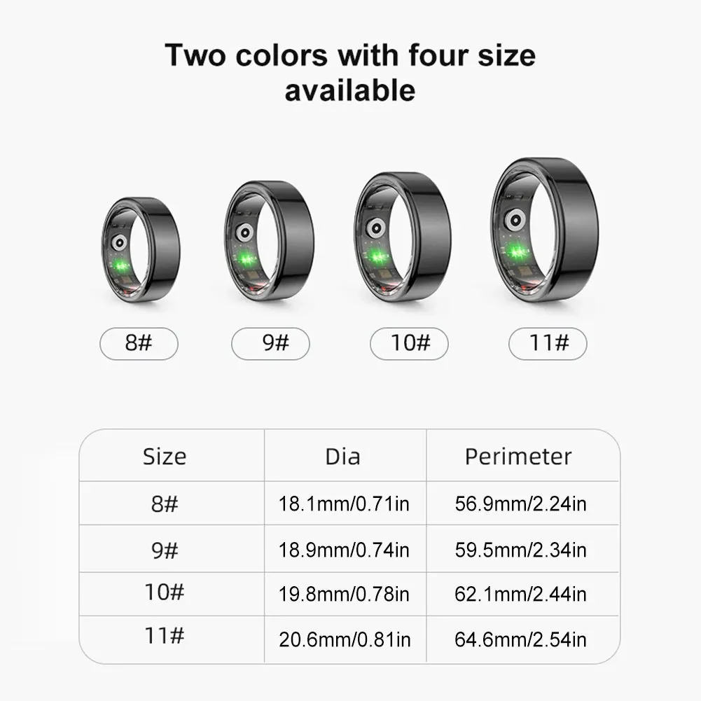 R02 Smart Ring Multifunctional Tracker - Step, Heart Rate, Blood Oxygen, Sleep, Fitness - Waterproof for Men & Women