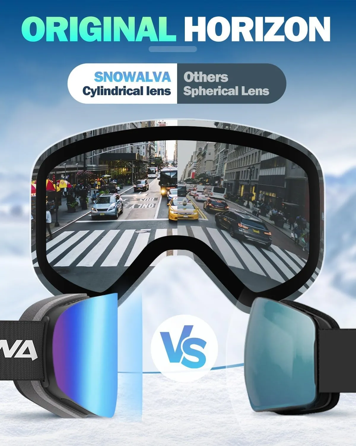 Ski Goggles, Frameless Snowboard Goggles with 2 UV400 Magnet Ski Lenses for Men & Women