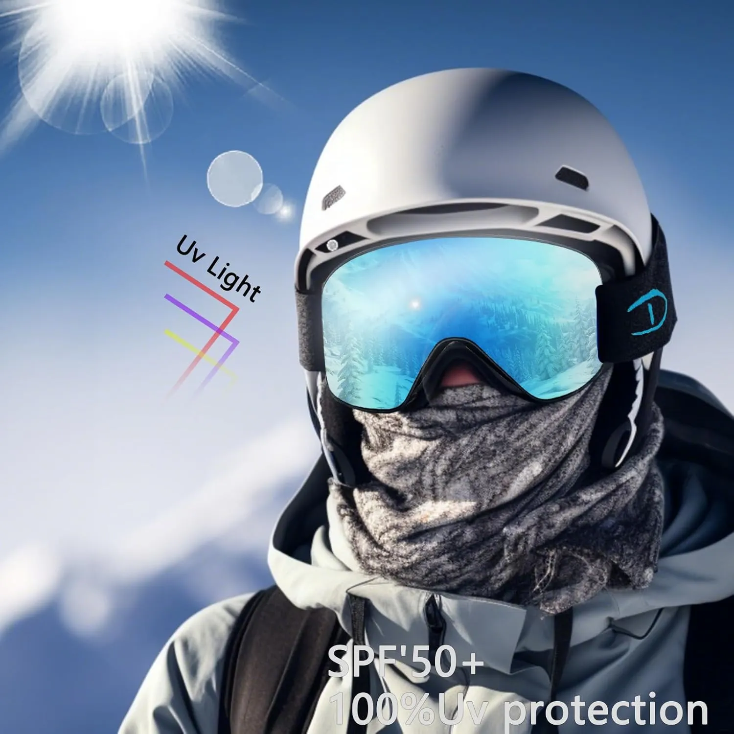 Ski/Snowboard Goggles for Men Women, OTG Snow Goggles Anti Fog 100% UV Protection