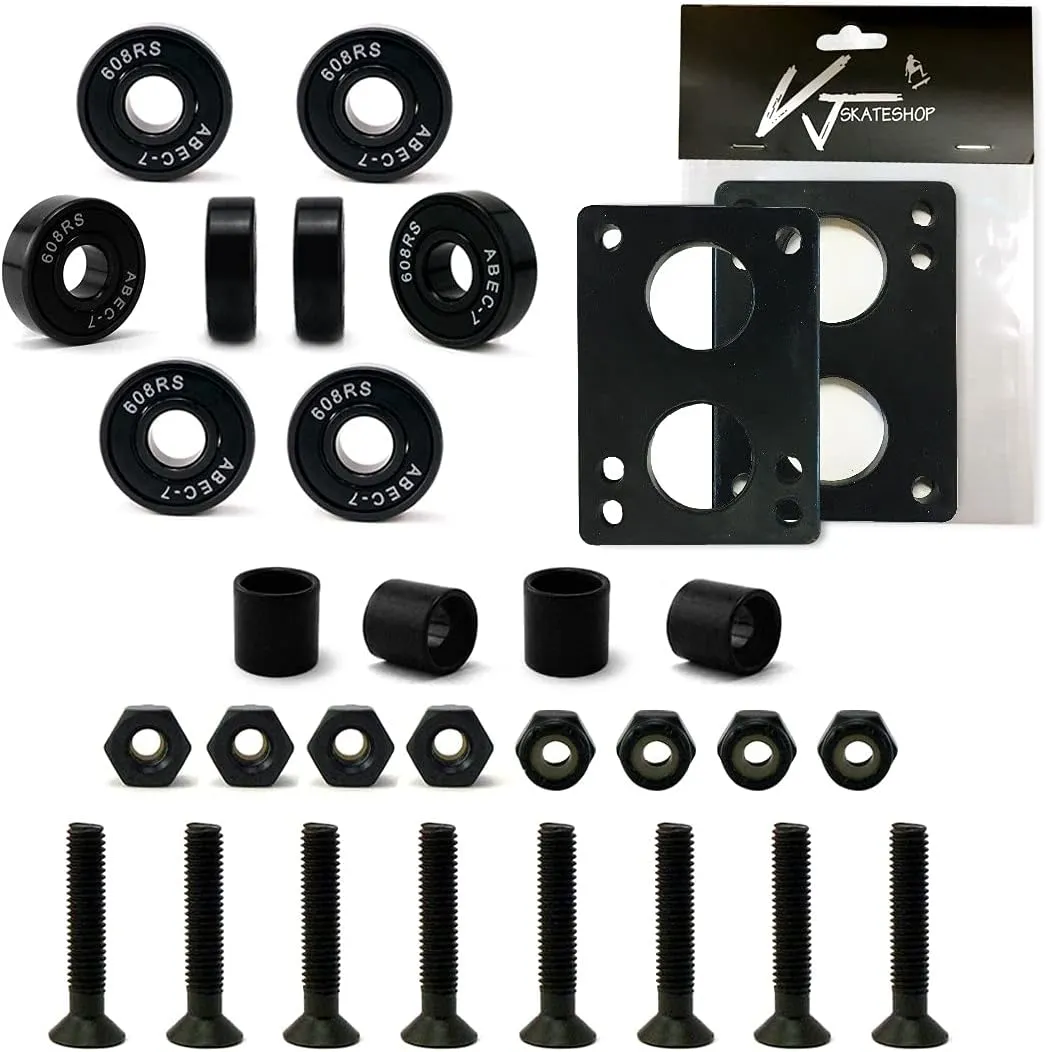 VJ Skateboard Longboard Truck and Wheel, 70mm Long Board Wheels w 7inch 180mm Skateboard Trucks Longboard Bearings Longboard Hardware