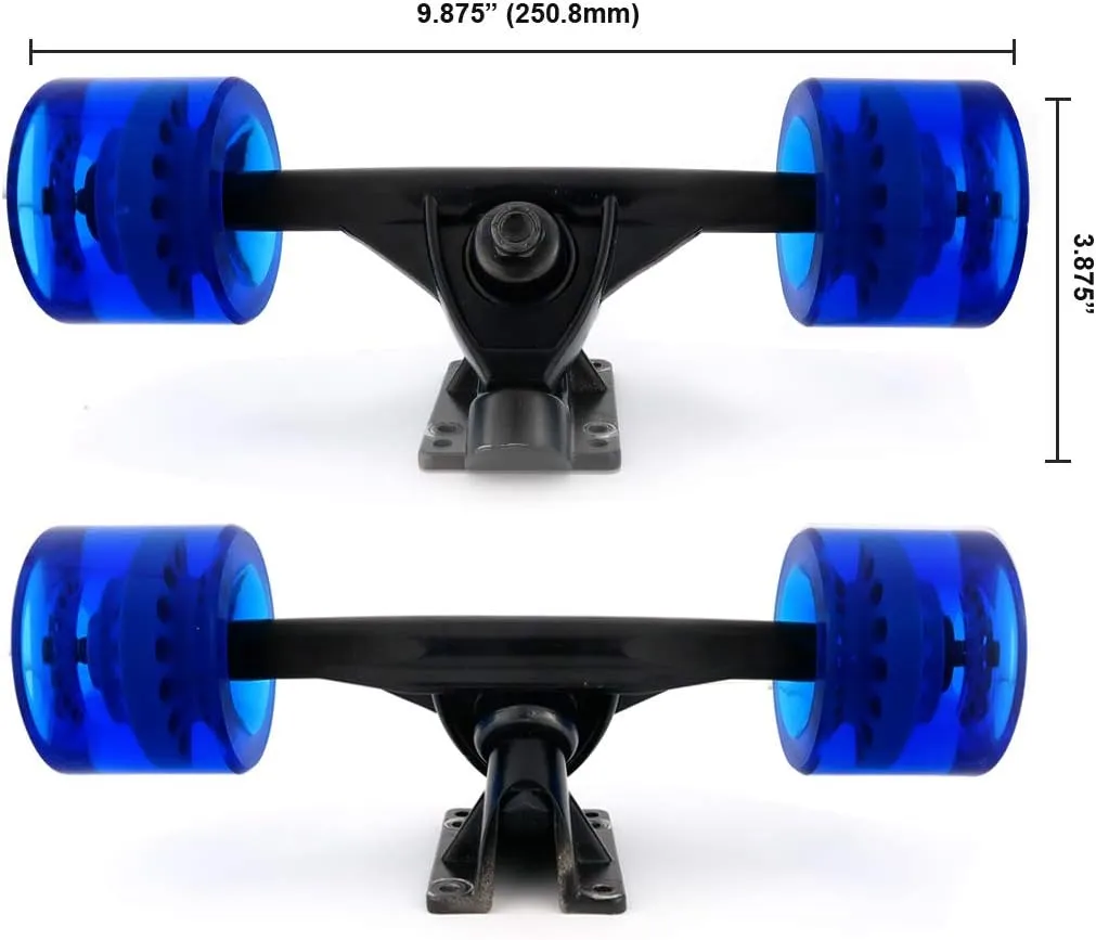 VJ Skateboard Longboard Truck and Wheel, 70mm Long Board Wheels w 7inch 180mm Skateboard Trucks Longboard Bearings Longboard Hardware