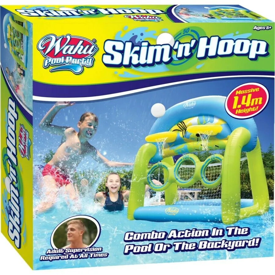 Wahu Skim 'n' Hoop/2 Basketball Water Polo/Pool Football/Soccer or Skim Ball