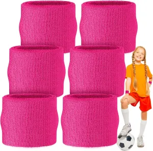 Wettarn 6 Pcs 2 Inch Kid Wrist Sweatbands Tennis Wristband Gymnastics Sweat Band Athletic Child Wrist Band Basketball Football Birthday Party Favor for Kids School Outdoor Activity