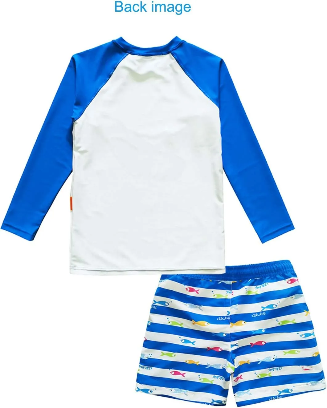 weVSwe Toddler Boys UPF 50  2PC Rash Guard Set Swim Trunks Long Sleeve Swimsuits