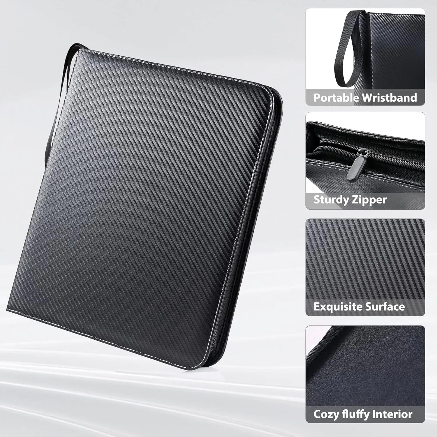 WOT I Trading Card Binder, 900 Pockets Sleeves with Zipper, Double Sided Pockets Card Holder Carry Case for Baseball Card, Football Card