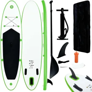 YAFF Inflatable Stand Up Paddle Board Set Green and White (28.16lbs)